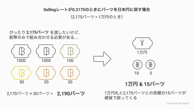 バーツから円の戻す例